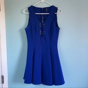 🧿Royal Blue Lace Up Pleated Dress🧿